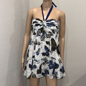 Nwt Abercrombie & Fitch blue butterfly print halter mini dress.